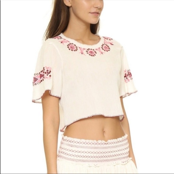NWT LoveShackFancy Joni Top Dahlia Floral Embroidery Cream Cotton 2 - Picture 5 of 6